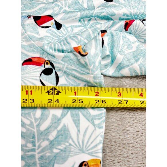 Johnnie-O Toucan Bird Polo Shirt Mens XL Short Sleeve Blend Turquoise - Picture 7 of 8